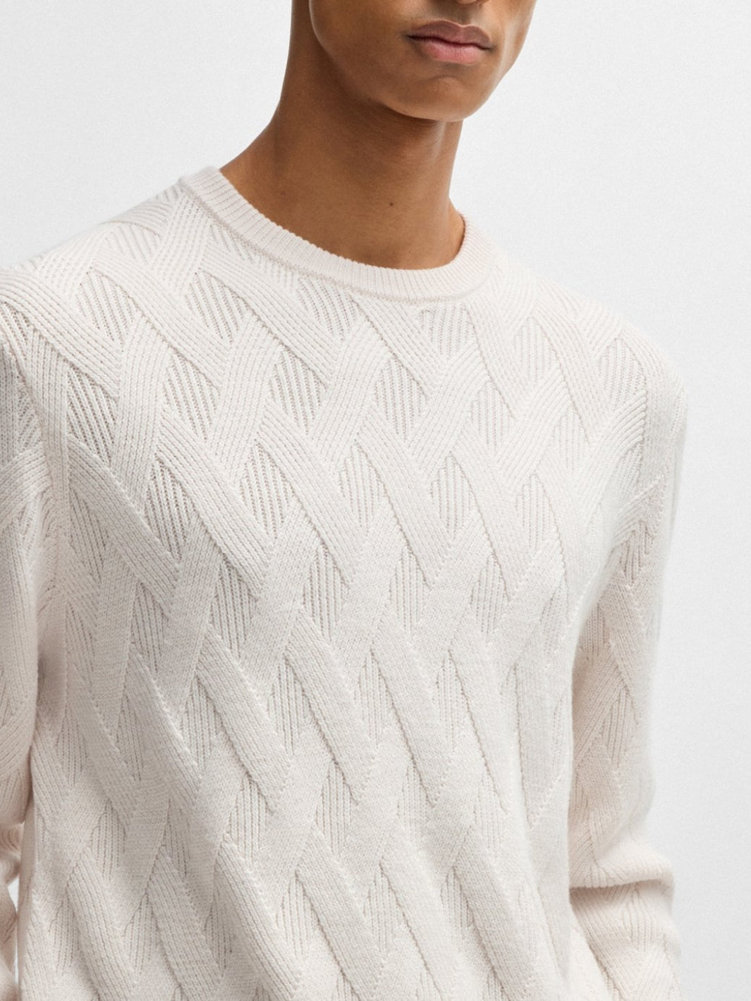 VIRGIN-WOOL SWEATER WITH KNITTED STRUCTURE