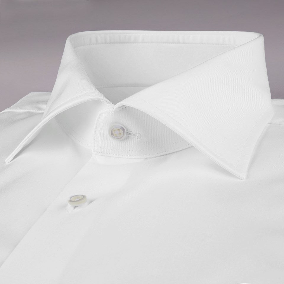 SLIMLINE WHITE TWILL SHIRT FRENCH CUFFS