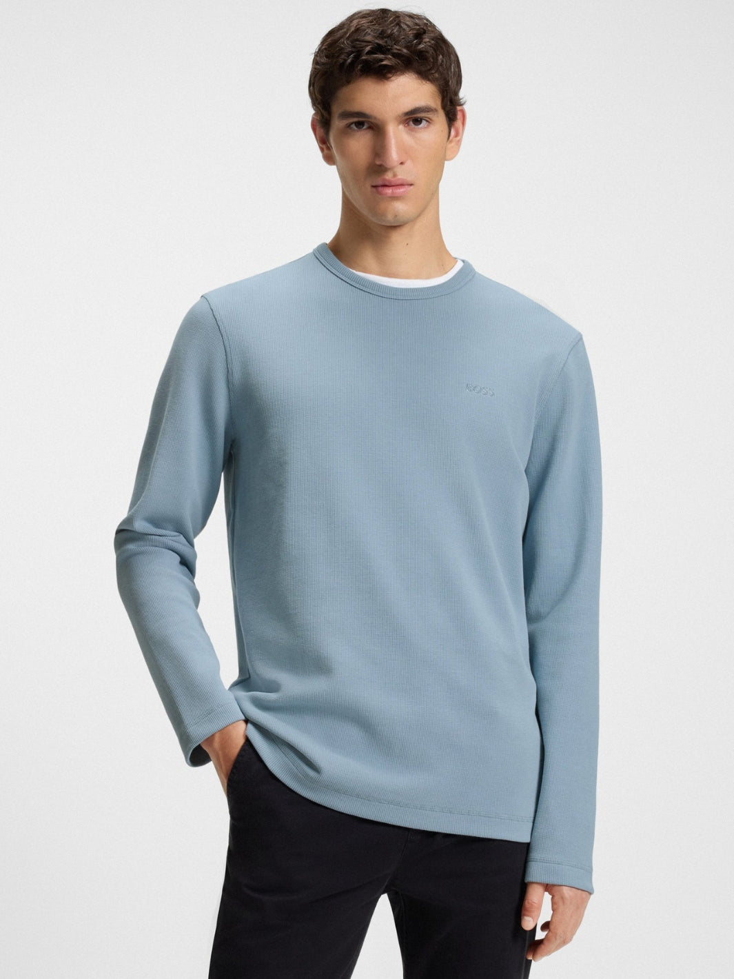 COTTON WAFFLE SWEATER