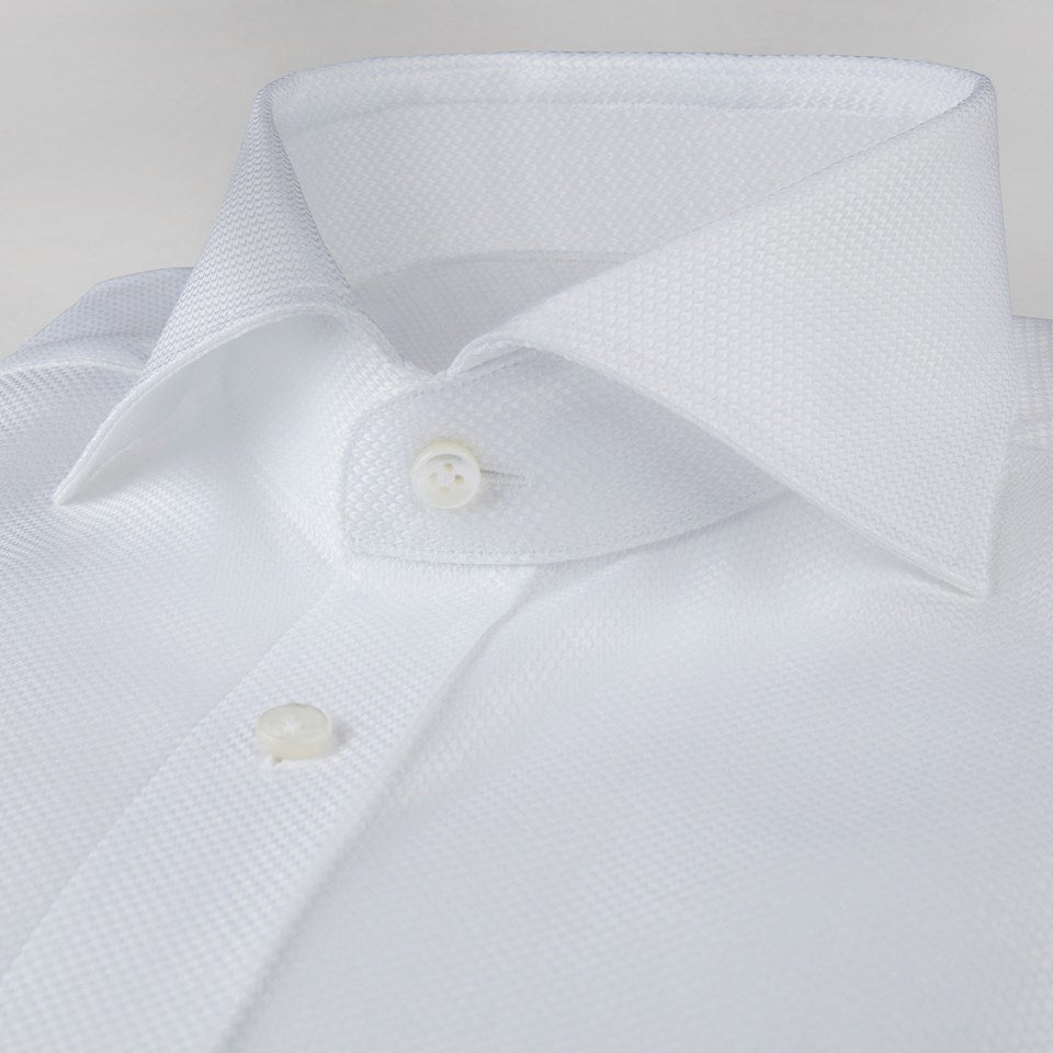 FITTED BODY WHITE  TEXTURED TWILL SKJORTE